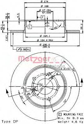 Тормозной диск METZGER 14849 V