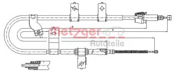 Трос, стояночная тормозная система METZGER 172565