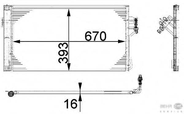 Конденсатор, кондиционер BEHR HELLA SERVICE 8FC351301121