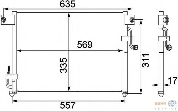 Конденсатор, кондиционер BEHR HELLA SERVICE 8FC351304201