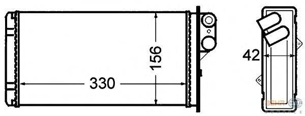 Теплообменник, отопление салона BEHR HELLA SERVICE 8FH 351 308-521