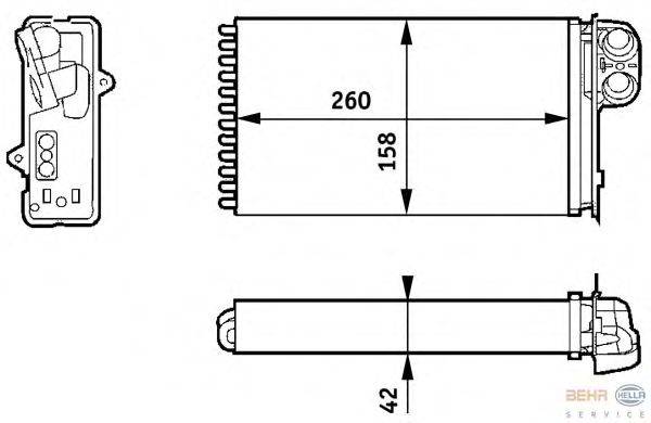 Теплообменник, отопление салона BEHR HELLA SERVICE 8FH 351 313-421