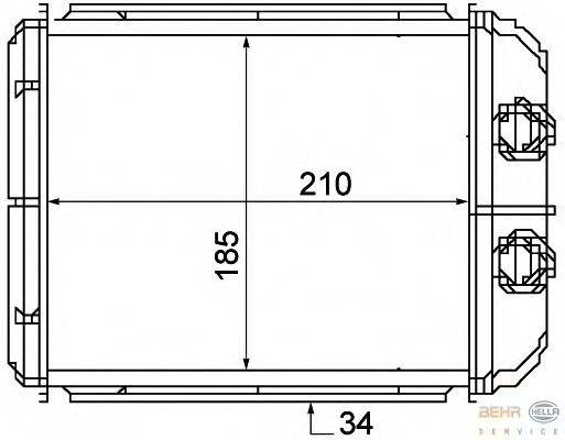 Теплообменник, отопление салона BEHR HELLA SERVICE 8FH 351 315-381