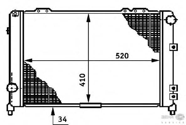 Радиатор, охлаждение двигателя BEHR HELLA SERVICE 8MK 376 708-411