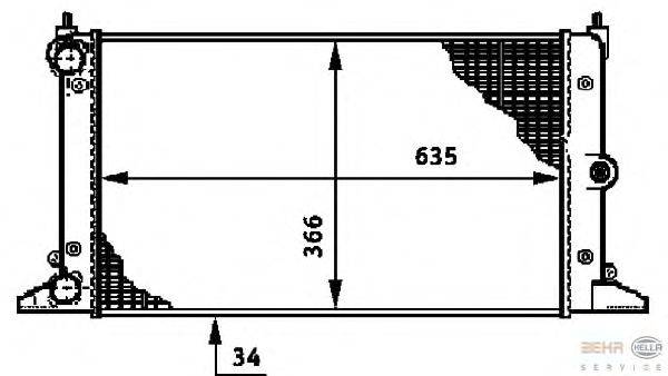 Радиатор, охлаждение двигателя BEHR HELLA SERVICE 8MK 376 720-511
