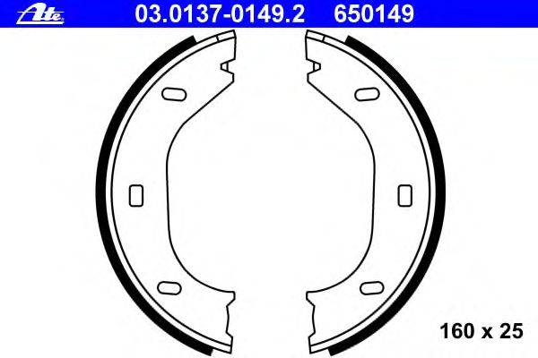 Комплект тормозных колодок, стояночная тормозная система ATE 03.0137-0149.2