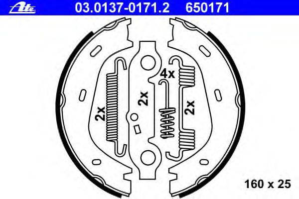 Комплект тормозных колодок, стояночная тормозная система ATE 03013701712