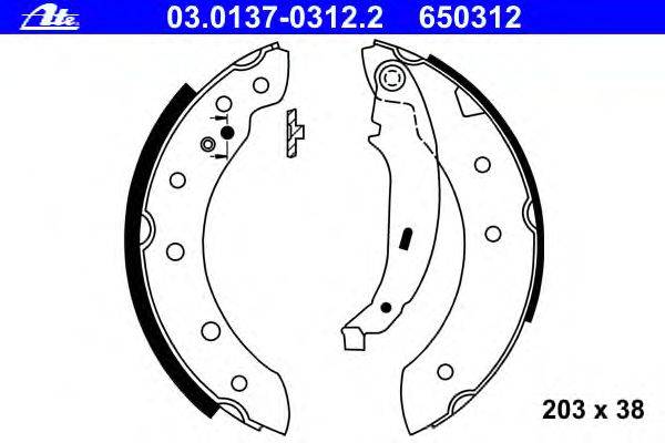 Комплект тормозных колодок ATE 03.0137-0312.2