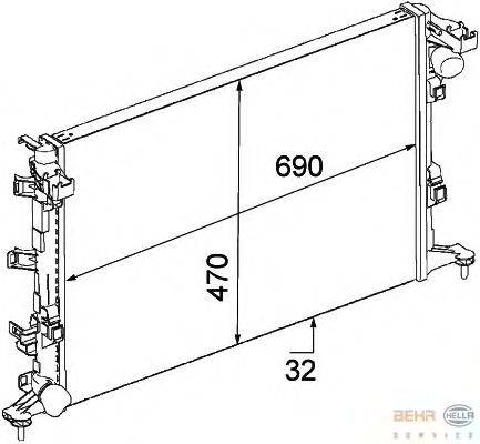 Радиатор, охлаждение двигателя BEHR HELLA SERVICE 8MK 376 745-711