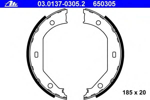 Комплект тормозных колодок, стояночная тормозная система ATE 03.0137-0305.2