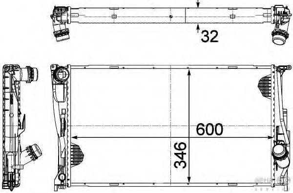 Радиатор, охлаждение двигателя BEHR HELLA SERVICE 8MK 376 754-011