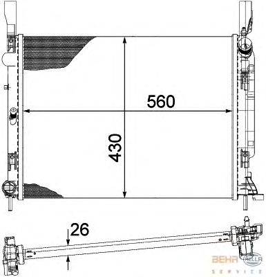 Радиатор, охлаждение двигателя BEHR HELLA SERVICE 8MK 376 755-501