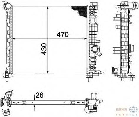 Радиатор, охлаждение двигателя BEHR HELLA SERVICE 8MK 376 756-471