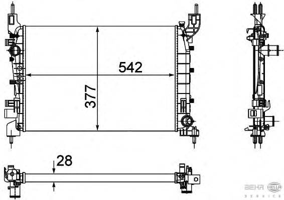 Радиатор, охлаждение двигателя BEHR HELLA SERVICE 8MK 376 756-521