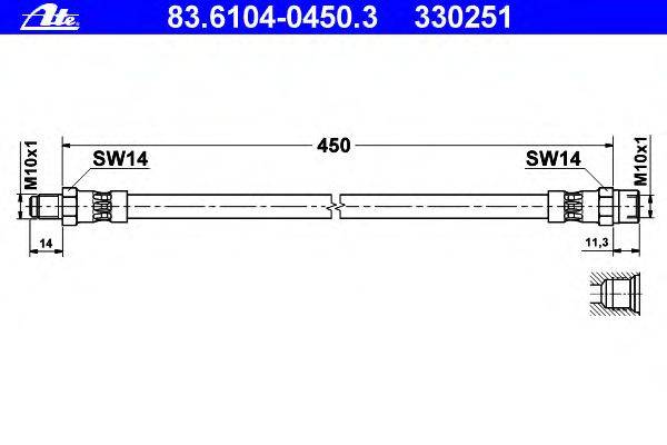 Тормозной шланг ATE 83.6104-0450.3