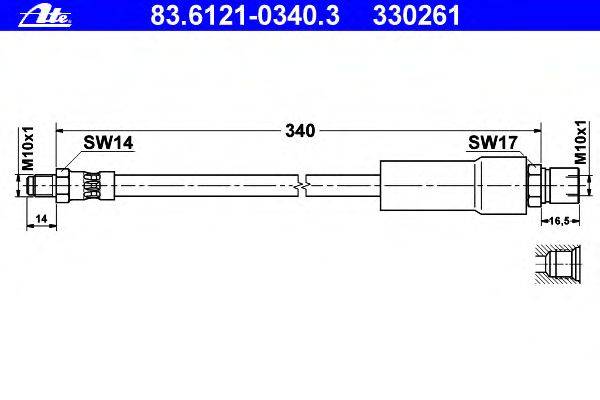 Тормозной шланг ATE 83.6121-0340.3