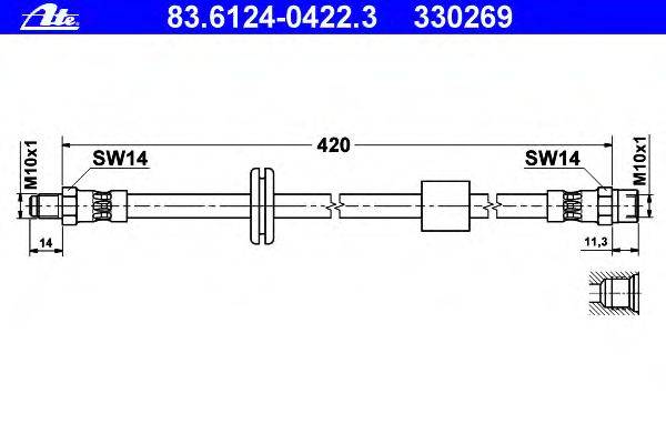 Тормозной шланг ATE 83.6124-0422.3