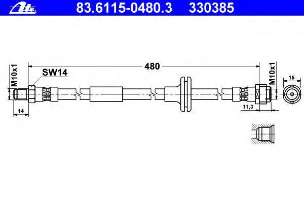 Тормозной шланг ATE 83.6115-0480.3
