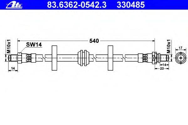 Тормозной шланг ATE 83.6362-0542.3