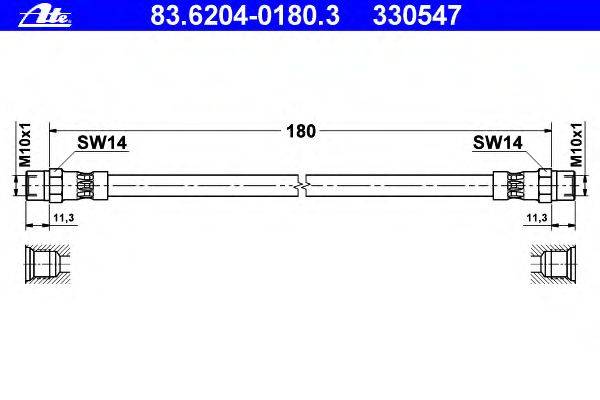 Тормозной шланг ATE 83.6204-0180.3