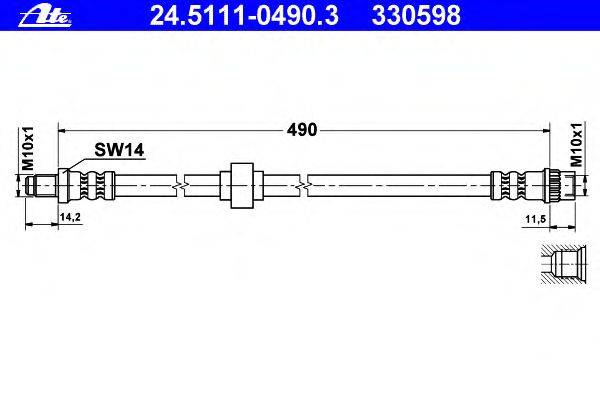 Тормозной шланг ATE 24.5111-0490.3