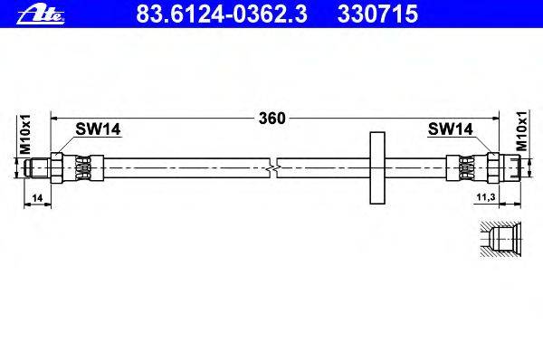 Тормозной шланг ATE 83.6124-0362.3