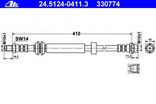 Тормозной шланг ATE 24.5124-0411.3