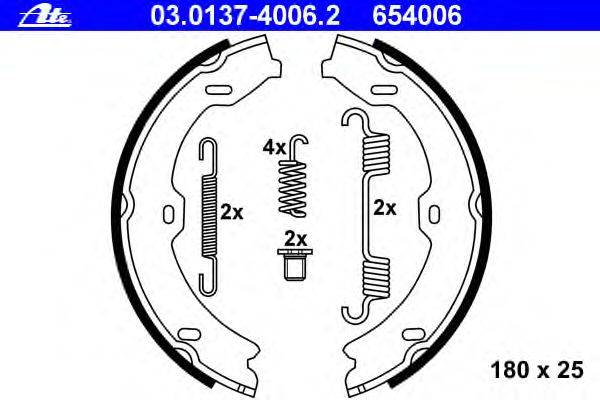 Комплект тормозных колодок, стояночная тормозная система ATE 03.0137-4006.2