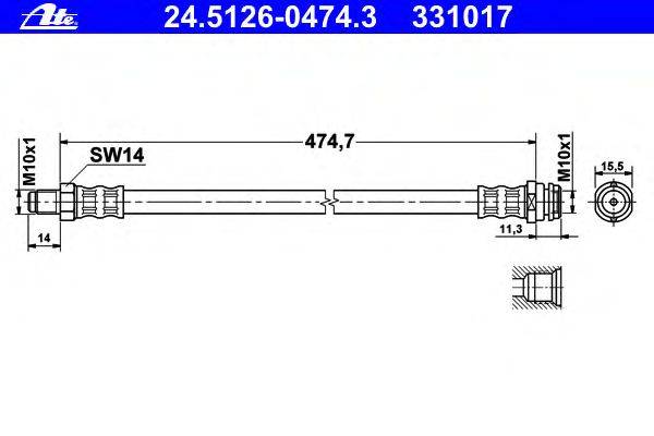Тормозной шланг ATE 24.5126-0474.3