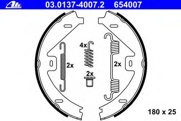 Комплект тормозных колодок, стояночная тормозная система ATE 03.0137-4007.2