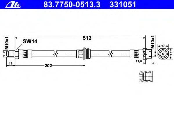 Тормозной шланг ATE 83.7750-0513.3