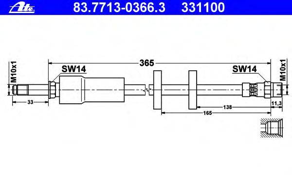 Тормозной шланг ATE 83.7713-0366.3