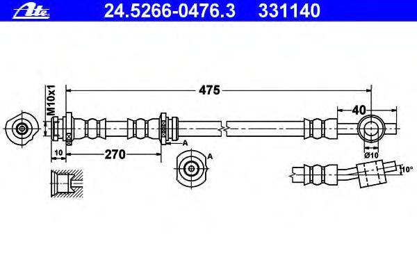 Тормозной шланг ATE 24.5266-0476.3