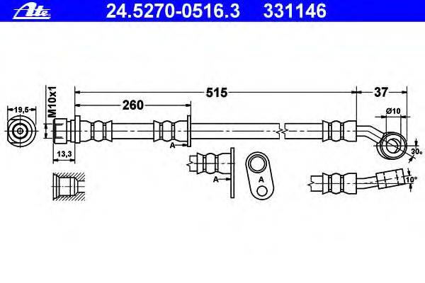 Тормозной шланг ATE 24.5270-0516.3