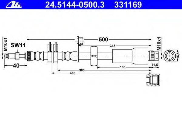 Тормозной шланг ATE 24.5144-0500.3
