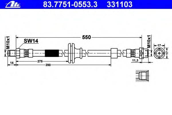 Тормозной шланг ATE 83.7751-0553.3