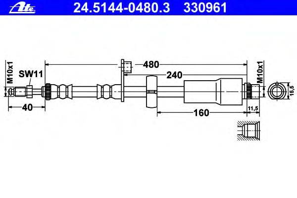 Тормозной шланг ATE 24.5144-0480.3