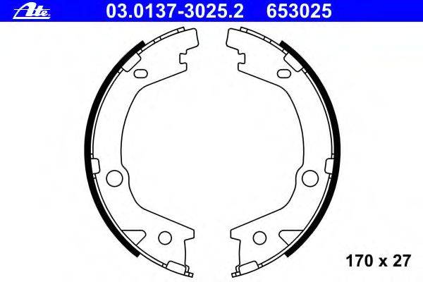 Комплект тормозных колодок, стояночная тормозная система ATE 03.0137-3025.2
