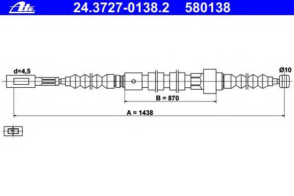 Трос, стояночная тормозная система ATE 24.3727-0138.2