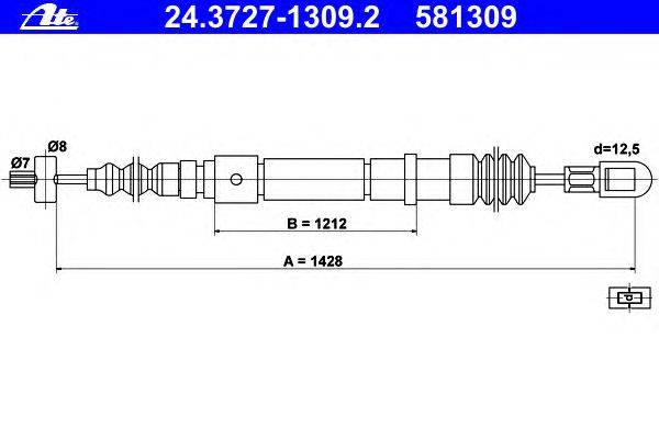 Трос, стояночная тормозная система ATE 581309