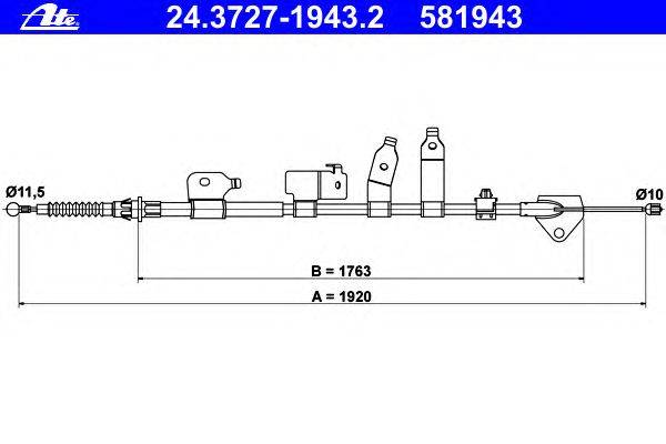 Трос, стояночная тормозная система ATE 24372719432