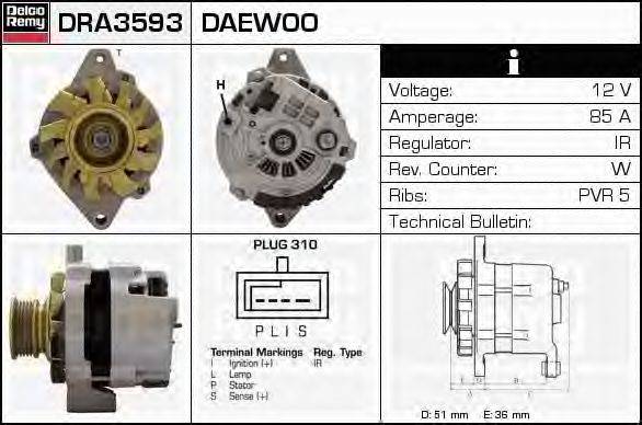 Генератор DELCO REMY DRA3593N