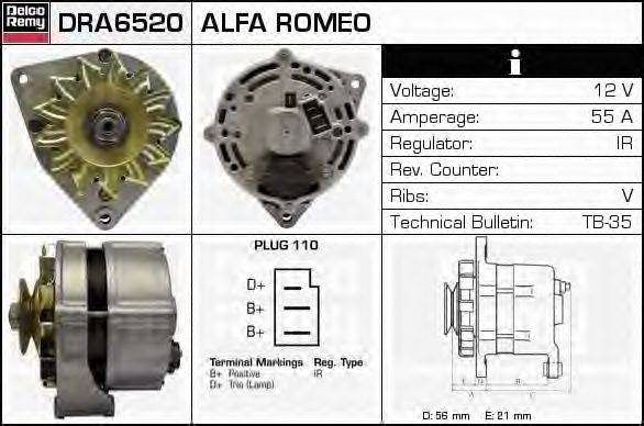 Генератор DELCO REMY DRA6520