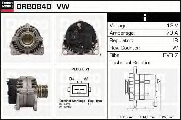 Генератор DELCO REMY DRB0840