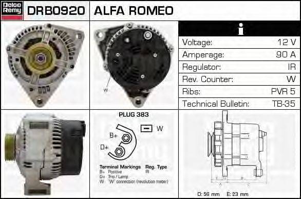 Генератор DELCO REMY DRB0920