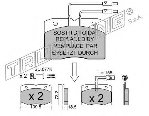 Комплект тормозных колодок, дисковый тормоз BRECK 21048