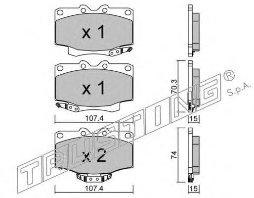 Комплект тормозных колодок, дисковый тормоз TRUSTING 155.0