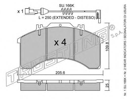 Комплект тормозных колодок, дисковый тормоз TRUSTING 596.0W