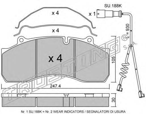 Комплект тормозных колодок, дисковый тормоз TRUSTING 610.1W