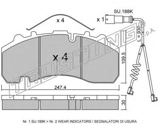 Комплект тормозных колодок, дисковый тормоз TRUSTING 612.1W